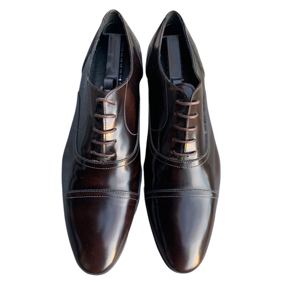 Cerruti 1881 Dark Brown Leather Cap Toe Shoes - Picture 2 of 6